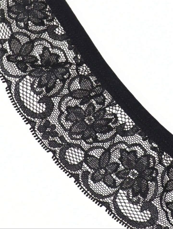 Rose Noir Lace Thong